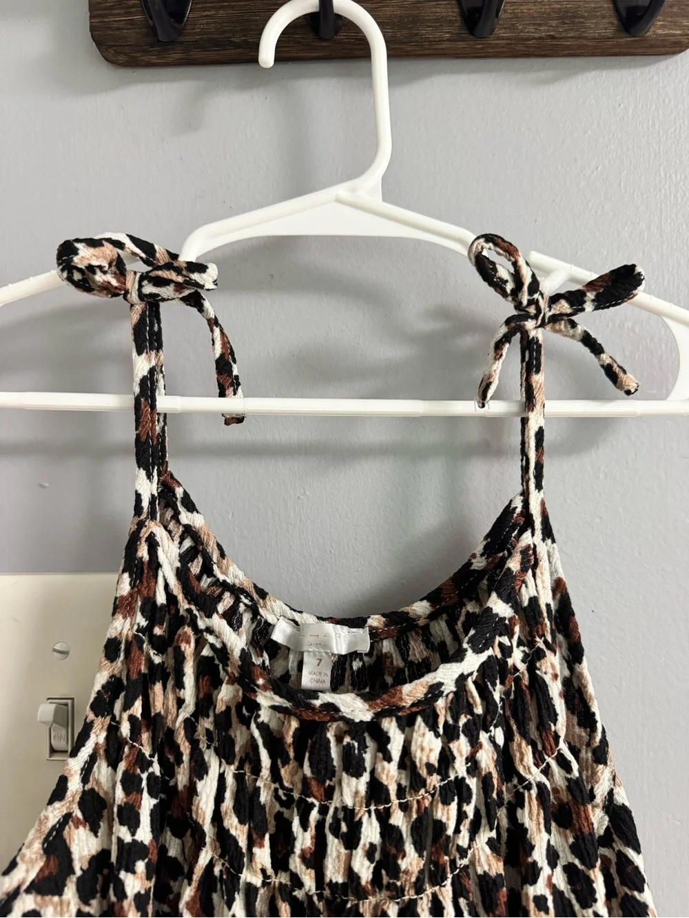 Leopard Print Tie-Strap Sundress - Black, Brown, Cream